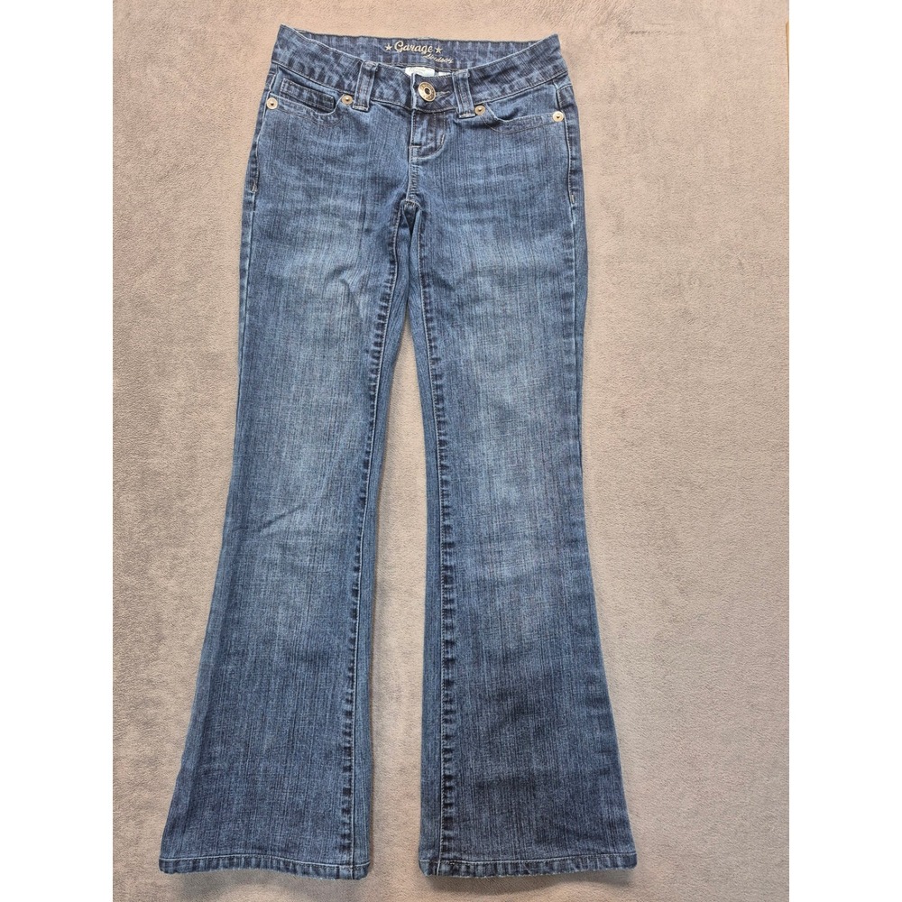 Garage Lindsay Womens 24 Low Rise Bootcut Jeans Medium Wash Stretch Denim Y2K